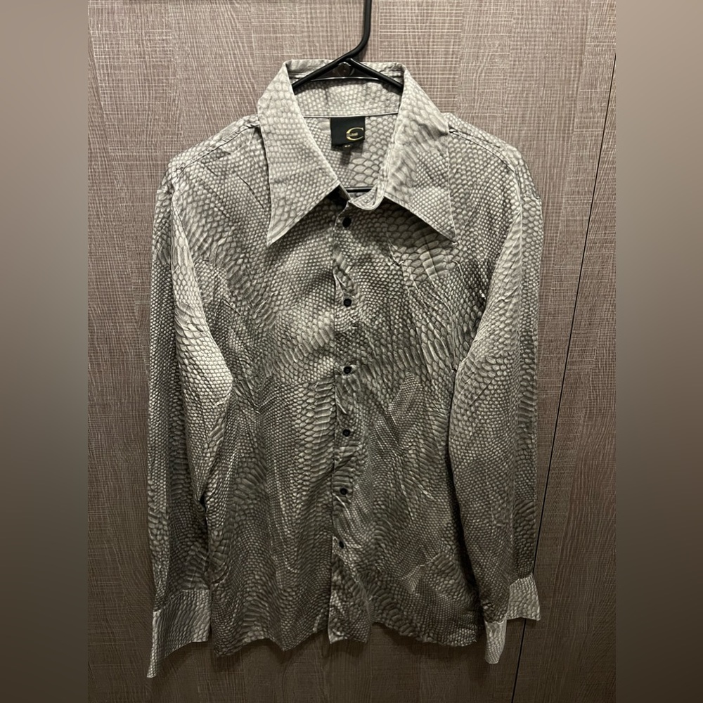 Men's Gray Snakeskin Patterned Shirt